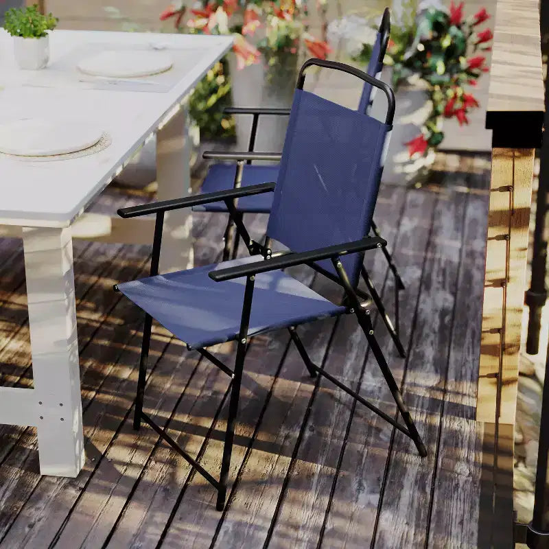 Flash Furniture Lot de 2 chaises pliantes de jardin Mystic, chaises de jardin extérieures en textilène avec accoudoirs