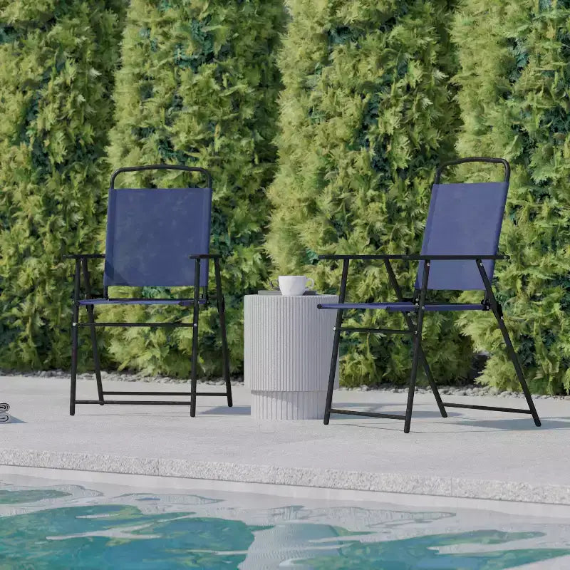 Flash Furniture Lot de 2 chaises pliantes de jardin Mystic, chaises de jardin extérieures en textilène avec accoudoirs