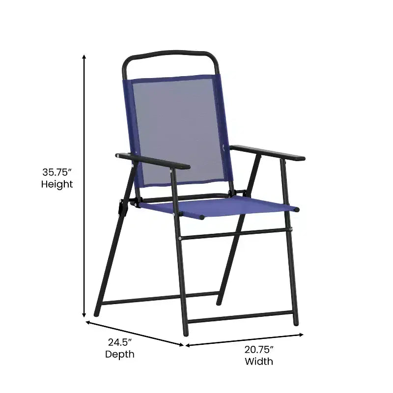 Flash Furniture Lot de 2 chaises pliantes de jardin Mystic, chaises de jardin extérieures en textilène avec accoudoirs