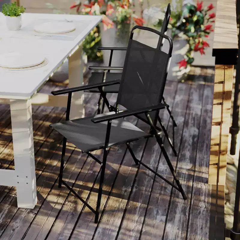Flash Furniture Lot de 2 chaises pliantes de jardin Mystic, chaises de jardin extérieures en textilène avec accoudoirs
