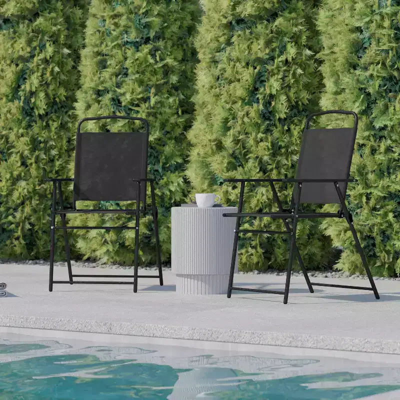 Flash Furniture Lot de 2 chaises pliantes de jardin Mystic, chaises de jardin extérieures en textilène avec accoudoirs