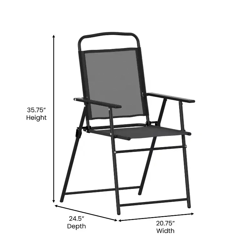 Flash Furniture Lot de 2 chaises pliantes de jardin Mystic, chaises de jardin extérieures en textilène avec accoudoirs