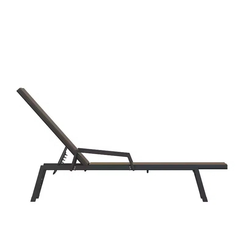 Flash Furniture Brazos, chaise longue réglable avec accoudoirs, transat d'extérieur toutes saisons à cinq positions