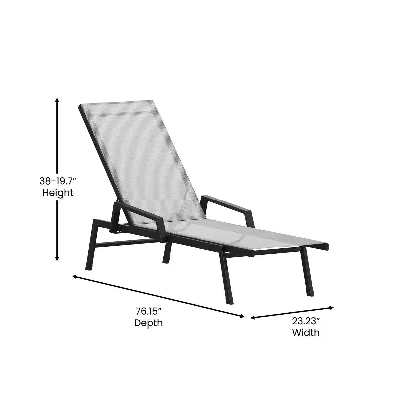 Flash Furniture Brazos, chaise longue réglable avec accoudoirs, transat d'extérieur toutes saisons à cinq positions
