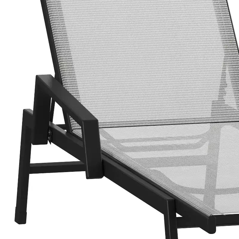 Flash Furniture Brazos, chaise longue réglable avec accoudoirs, transat d'extérieur toutes saisons à cinq positions