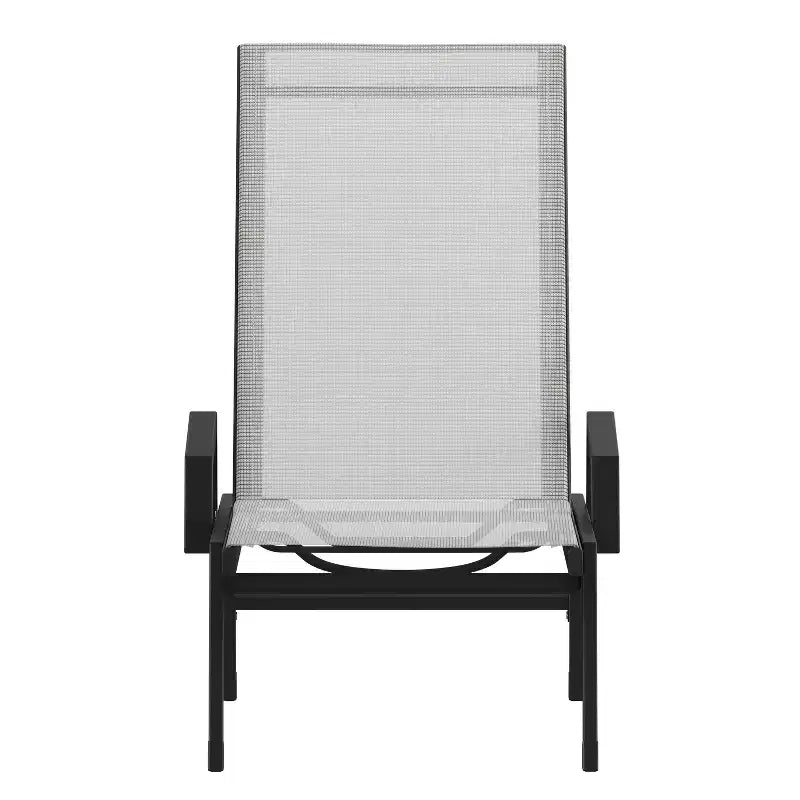Flash Furniture Brazos, chaise longue réglable avec accoudoirs, transat d'extérieur toutes saisons à cinq positions