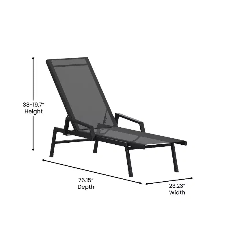 Flash Furniture Brazos, chaise longue réglable avec accoudoirs, transat d'extérieur toutes saisons à cinq positions