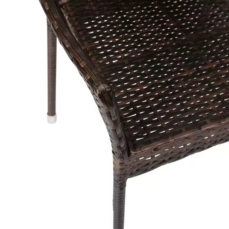 Chaise de salle à manger empilable Emma et Oliver pour l'intérieur et l'extérieur, avec structure en acier et rotin PE résistant aux intempéries