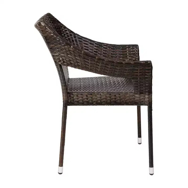 Chaise de salle à manger empilable Emma et Oliver pour l'intérieur et l'extérieur, avec structure en acier et rotin PE résistant aux intempéries
