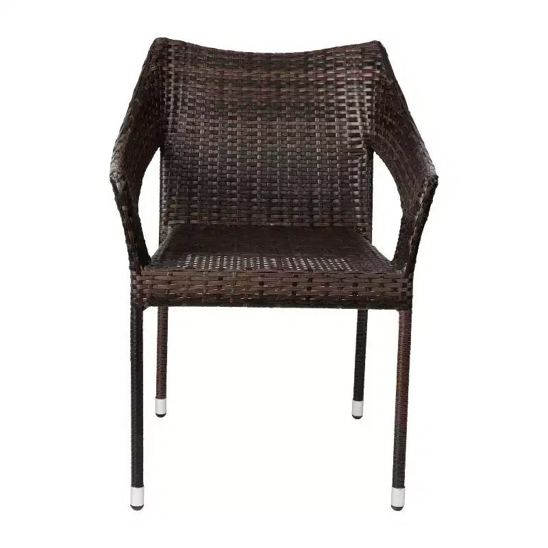 Chaise de salle à manger empilable Emma et Oliver pour l'intérieur et l'extérieur, avec structure en acier et rotin PE résistant aux intempéries