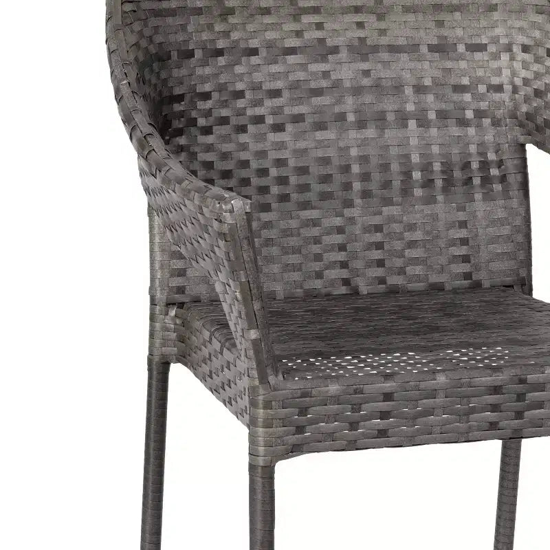 Chaise de salle à manger empilable Emma et Oliver pour l'intérieur et l'extérieur, avec structure en acier et rotin PE résistant aux intempéries