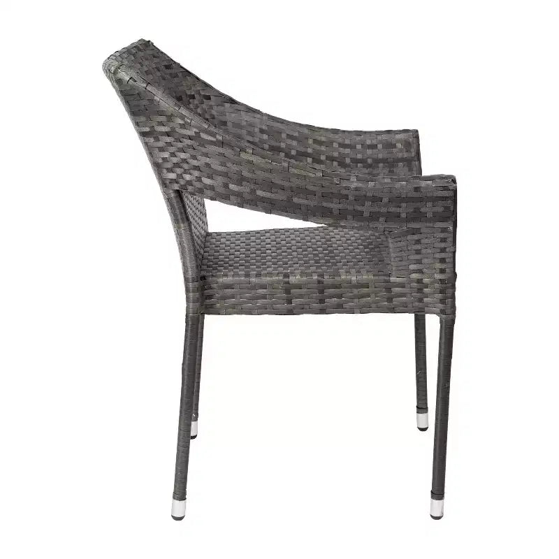 Chaise de salle à manger empilable Emma et Oliver pour l'intérieur et l'extérieur, avec structure en acier et rotin PE résistant aux intempéries