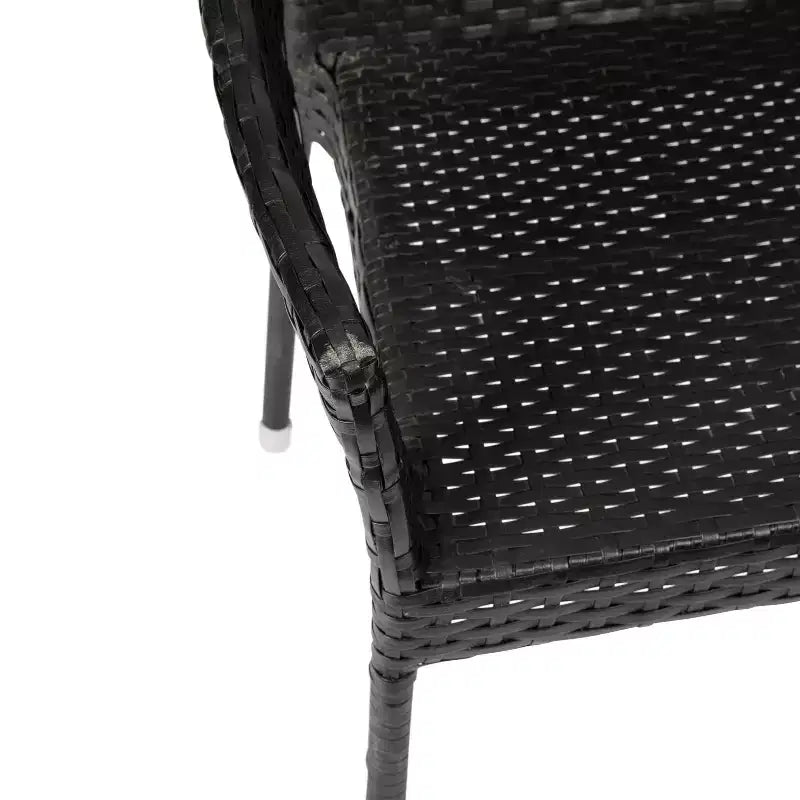 Chaise de salle à manger empilable Emma et Oliver pour l'intérieur et l'extérieur, avec structure en acier et rotin PE résistant aux intempéries