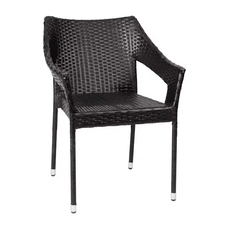 Chaise de salle à manger empilable Emma et Oliver pour l'intérieur et l'extérieur, avec structure en acier et rotin PE résistant aux intempéries