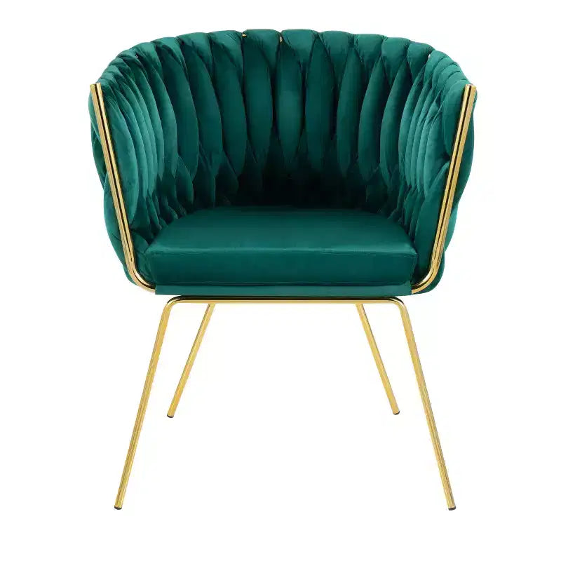 Fauteuil d'appoint tressé en velours et métal Renee - LumiSource