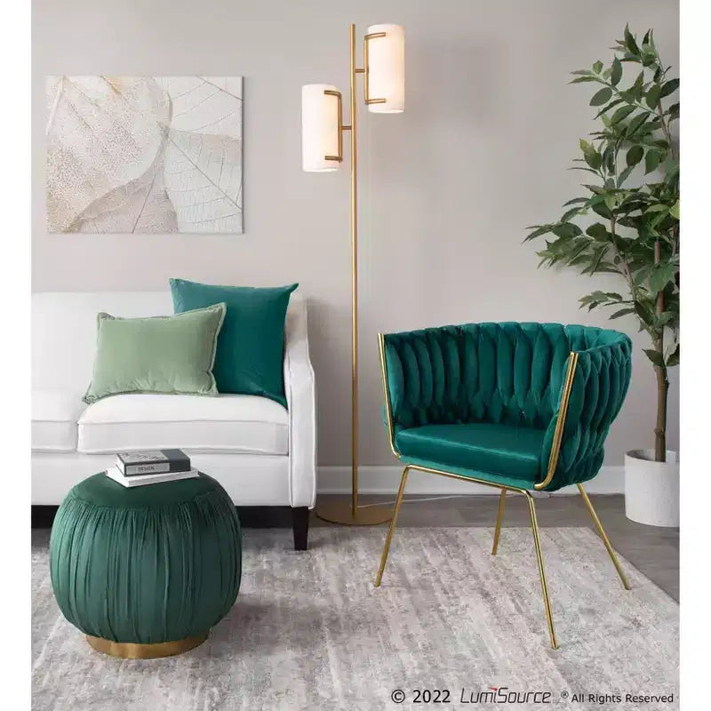 Fauteuil d'appoint tressé en velours et métal Renee - LumiSource
