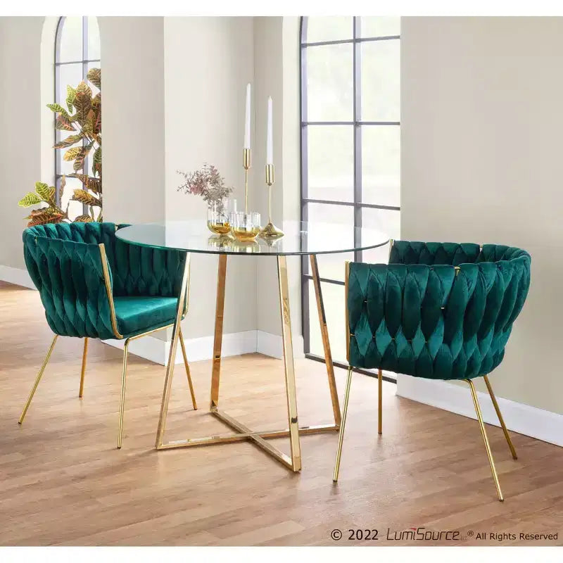 Fauteuil d'appoint tressé en velours et métal Renee - LumiSource