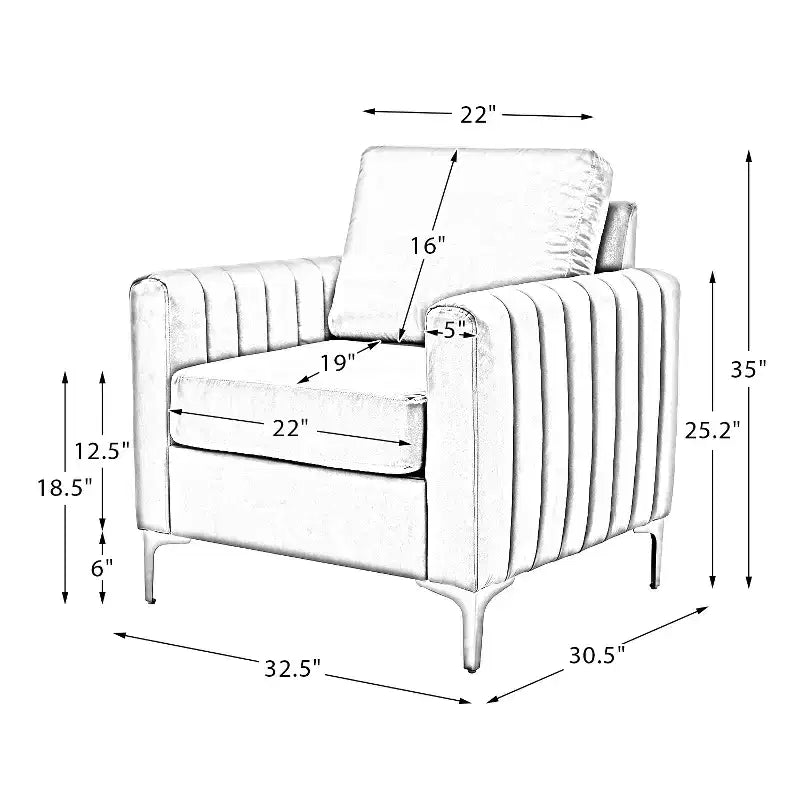 Fauteuil club capitonné contemporain en bois Iapygia avec pieds en métal pour chambre et salon | ART OF LIVING DESIGNS