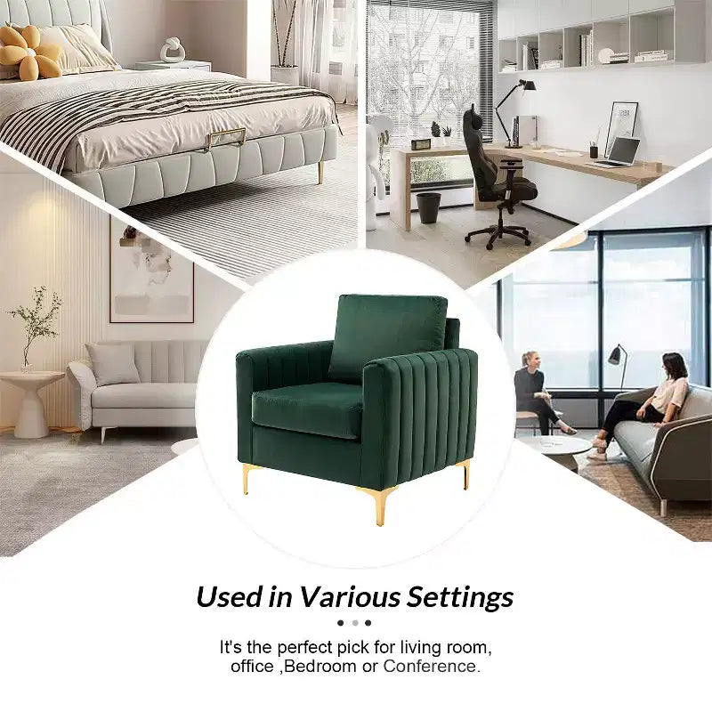 Fauteuil club capitonné contemporain en bois Iapygia avec pieds en métal pour chambre et salon | ART OF LIVING DESIGNS