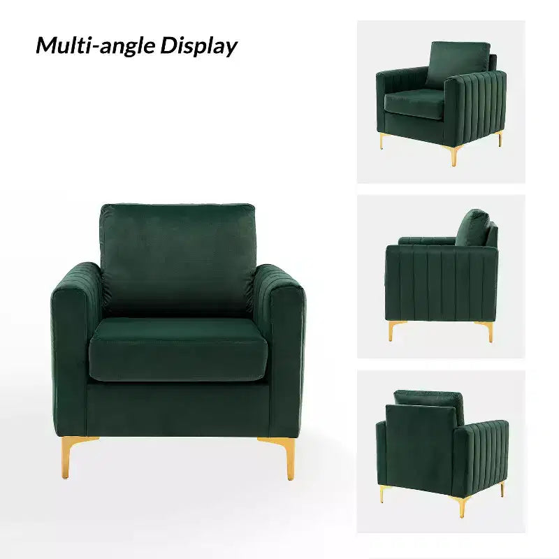 Fauteuil club capitonné contemporain en bois Iapygia avec pieds en métal pour chambre et salon | ART OF LIVING DESIGNS