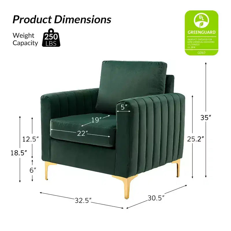 Fauteuil club capitonné contemporain en bois Iapygia avec pieds en métal pour chambre et salon | ART OF LIVING DESIGNS