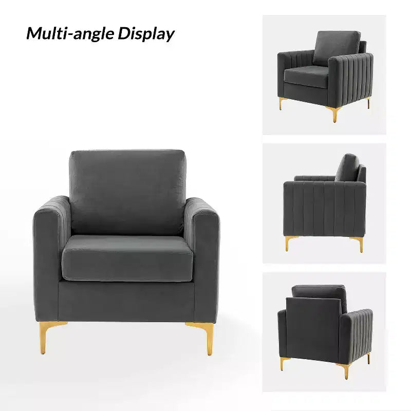 Fauteuil club capitonné contemporain en bois Iapygia avec pieds en métal pour chambre et salon | ART OF LIVING DESIGNS