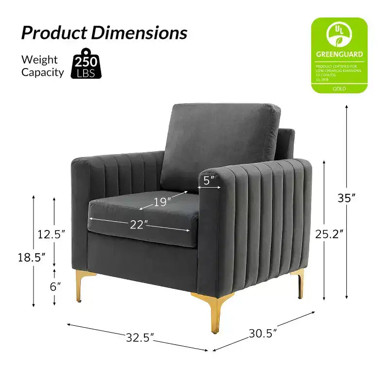 Fauteuil club capitonné contemporain en bois Iapygia avec pieds en métal pour chambre et salon | ART OF LIVING DESIGNS