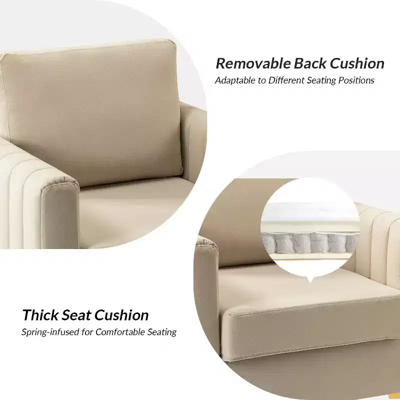 Fauteuil club capitonné contemporain en bois Iapygia avec pieds en métal pour chambre et salon | ART OF LIVING DESIGNS