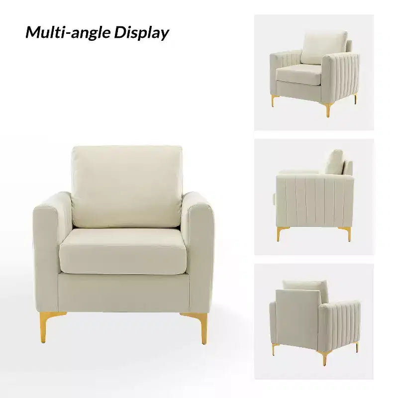 Fauteuil club capitonné contemporain en bois Iapygia avec pieds en métal pour chambre et salon | ART OF LIVING DESIGNS