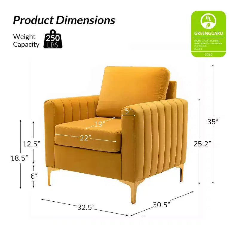 Fauteuil club capitonné contemporain en bois Iapygia avec pieds en métal pour chambre et salon | ART OF LIVING DESIGNS