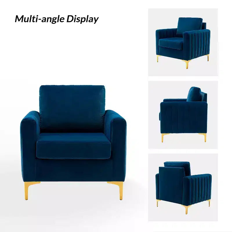 Fauteuil club capitonné contemporain en bois Iapygia avec pieds en métal pour chambre et salon | ART OF LIVING DESIGNS