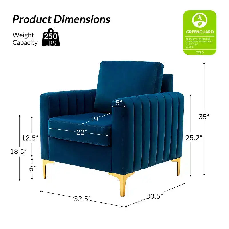 Fauteuil club capitonné contemporain en bois Iapygia avec pieds en métal pour chambre et salon | ART OF LIVING DESIGNS