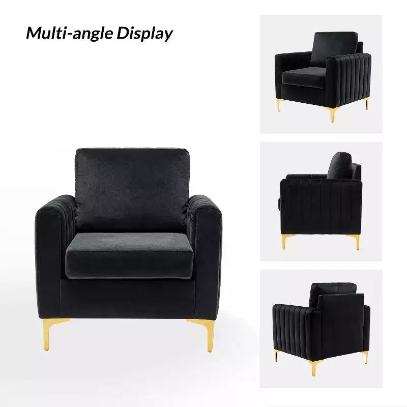 Fauteuil club capitonné contemporain en bois Iapygia avec pieds en métal pour chambre et salon | ART OF LIVING DESIGNS
