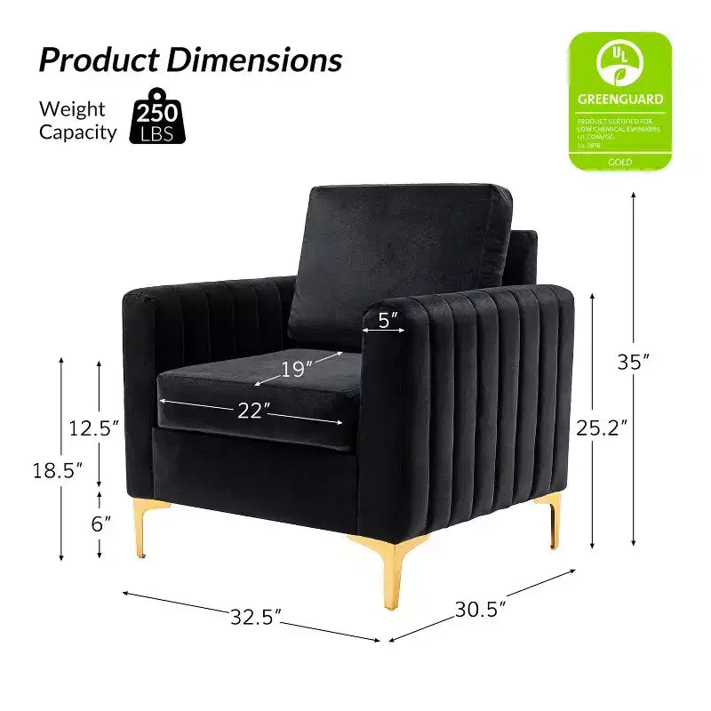 Fauteuil club capitonné contemporain en bois Iapygia avec pieds en métal pour chambre et salon | ART OF LIVING DESIGNS