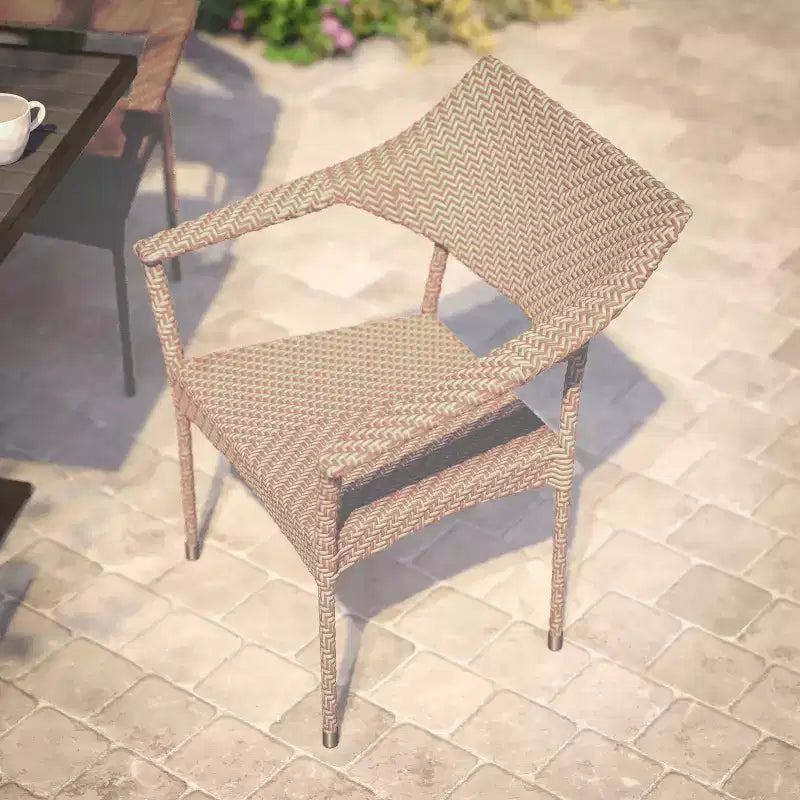 Chaise de patio empilable de qualité commerciale Flash Furniture Jace, chaise de salle à manger de patio en rotin PE tout temps