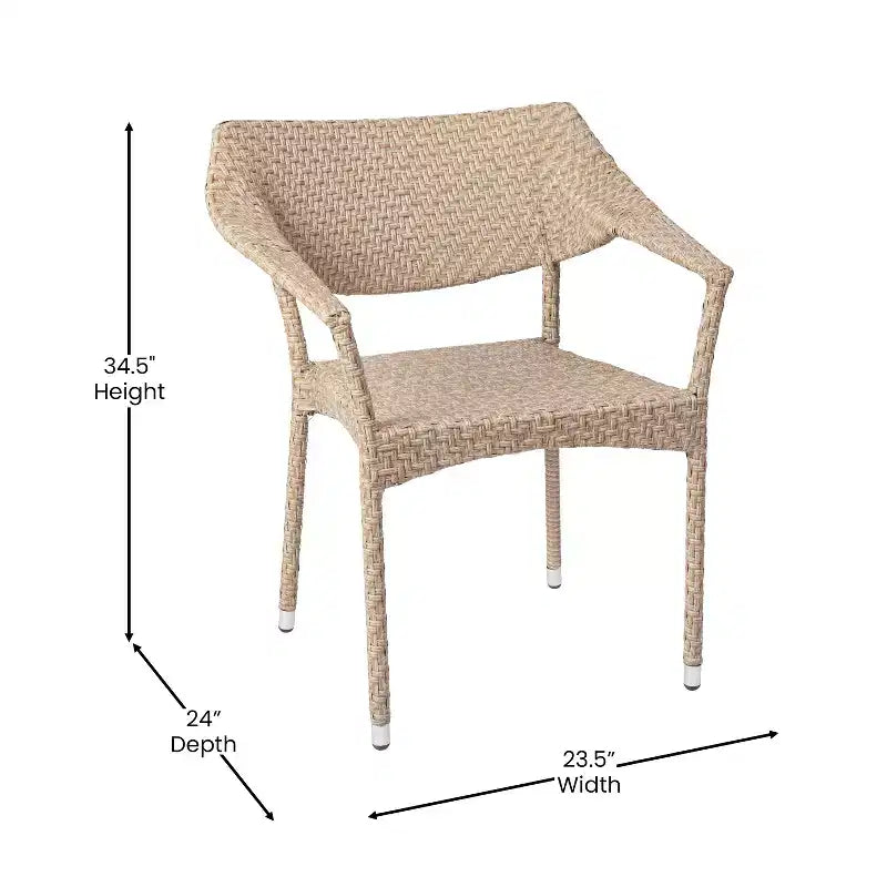 Chaise de patio empilable de qualité commerciale Flash Furniture Jace, chaise de salle à manger de patio en rotin PE tout temps