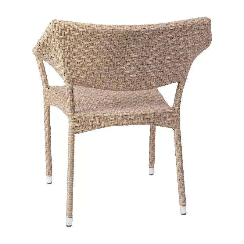Chaise de patio empilable de qualité commerciale Flash Furniture Jace, chaise de salle à manger de patio en rotin PE tout temps