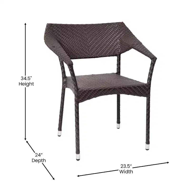 Chaise de patio empilable de qualité commerciale Flash Furniture Jace, chaise de salle à manger de patio en rotin PE tout temps