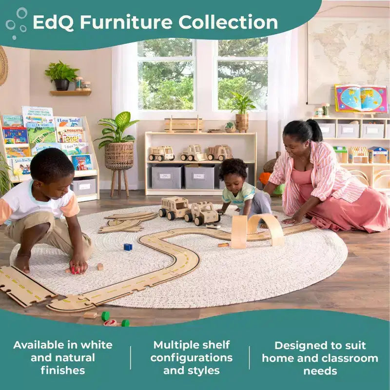 Guidecraft EdQ Présentoir à Livres et Bacs : Étagère en Bois avec Niveaux et Casiers, Meuble de Salle de Jeux pour Tout-Petits et Organisateur Cubique