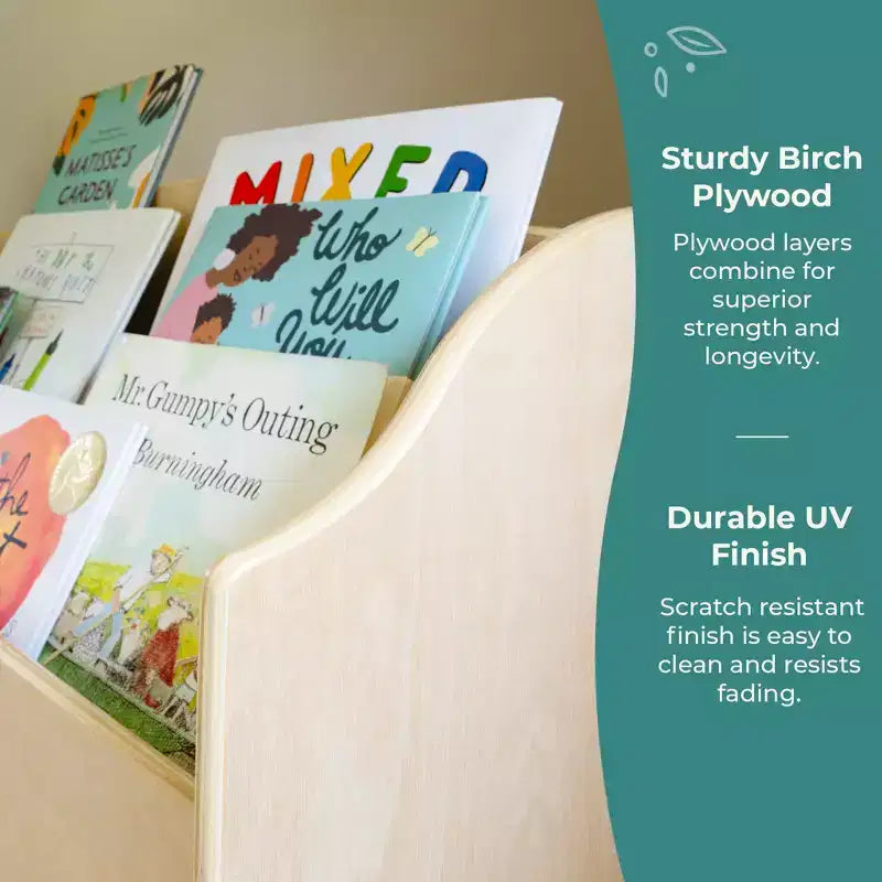 Guidecraft EdQ Présentoir à Livres et Bacs : Étagère en Bois avec Niveaux et Casiers, Meuble de Salle de Jeux pour Tout-Petits et Organisateur Cubique