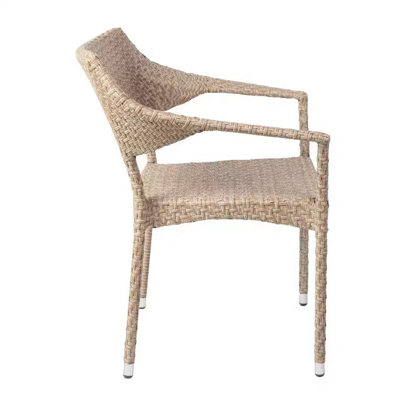 Chaise de salle à manger de patio Emma et Oliver moderne toutes saisons avec rotin PE résistant à la décoloration et aux intempéries et cadre en acier renforcé