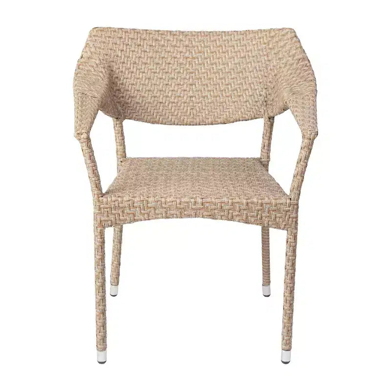 Chaise de salle à manger de patio Emma et Oliver moderne toutes saisons avec rotin PE résistant à la décoloration et aux intempéries et cadre en acier renforcé