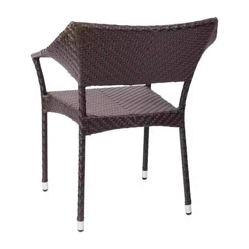 Chaise de salle à manger de patio Emma et Oliver moderne toutes saisons avec rotin PE résistant à la décoloration et aux intempéries et cadre en acier renforcé