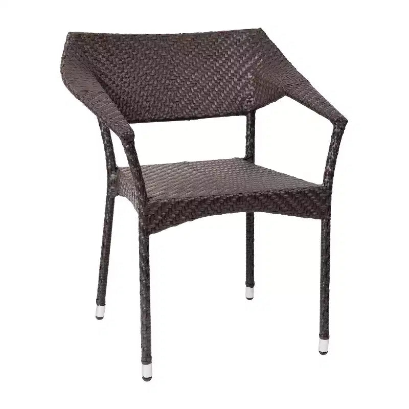 Emma and Oliver Modern All-Weather Patio Dining Chair with Fade and Weather Resistant PE Rattan and Reinforced Steel Frame