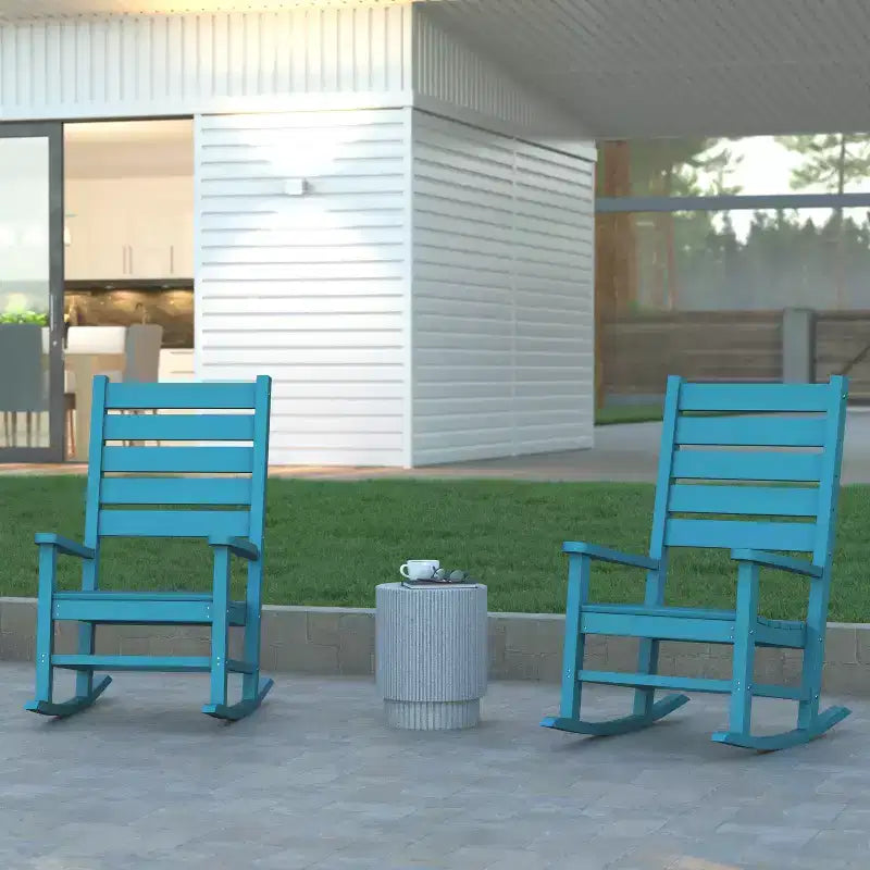 Emma et Oliver – Lot de 2 fauteuils à bascule contemporains en PEHD résistant aux intempéries pour l'intérieur et l'extérieur