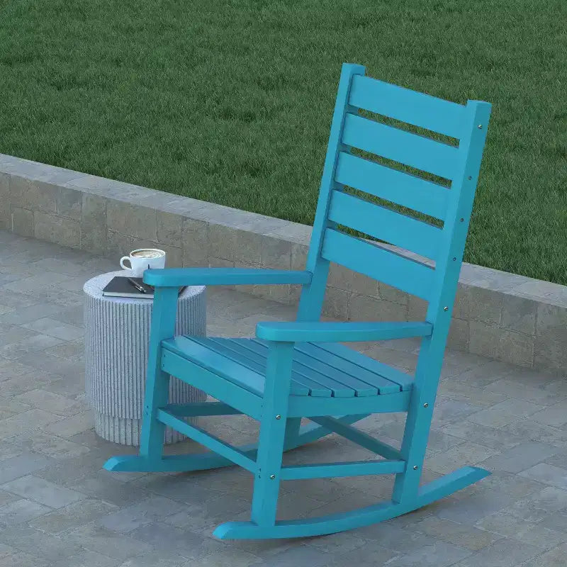 Emma et Oliver – Lot de 2 fauteuils à bascule contemporains en PEHD résistant aux intempéries pour l'intérieur et l'extérieur