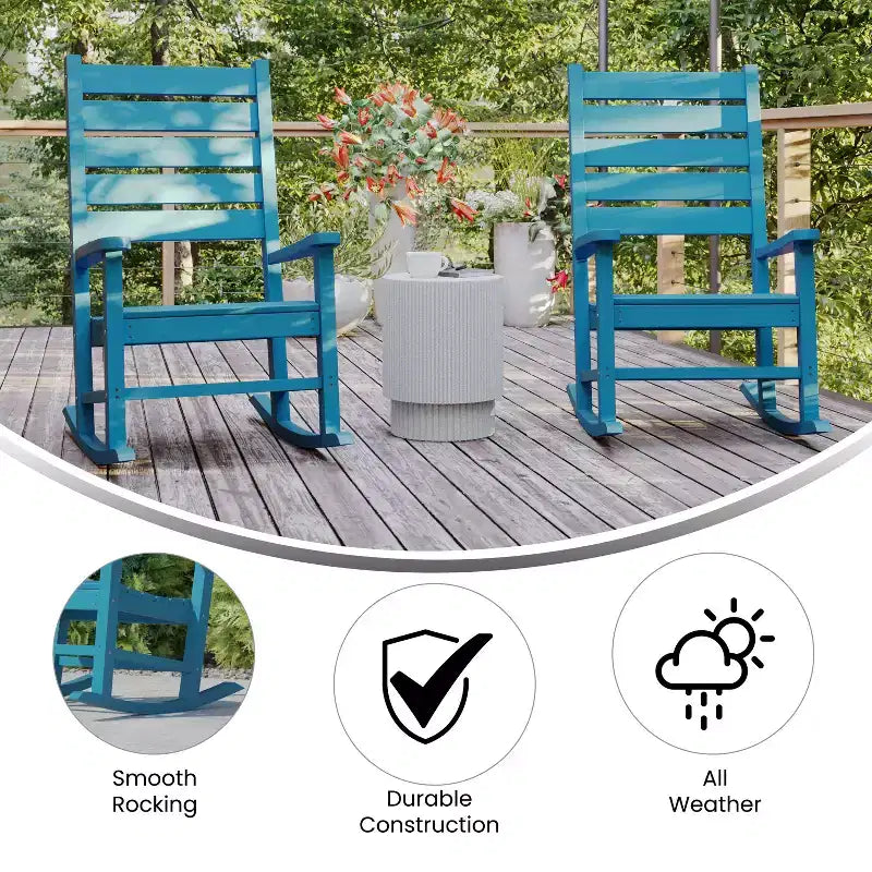 Emma et Oliver – Lot de 2 fauteuils à bascule contemporains en PEHD résistant aux intempéries pour l'intérieur et l'extérieur