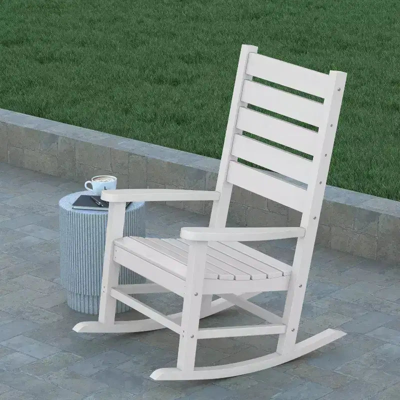 Emma et Oliver – Lot de 2 fauteuils à bascule contemporains en PEHD résistant aux intempéries pour l'intérieur et l'extérieur