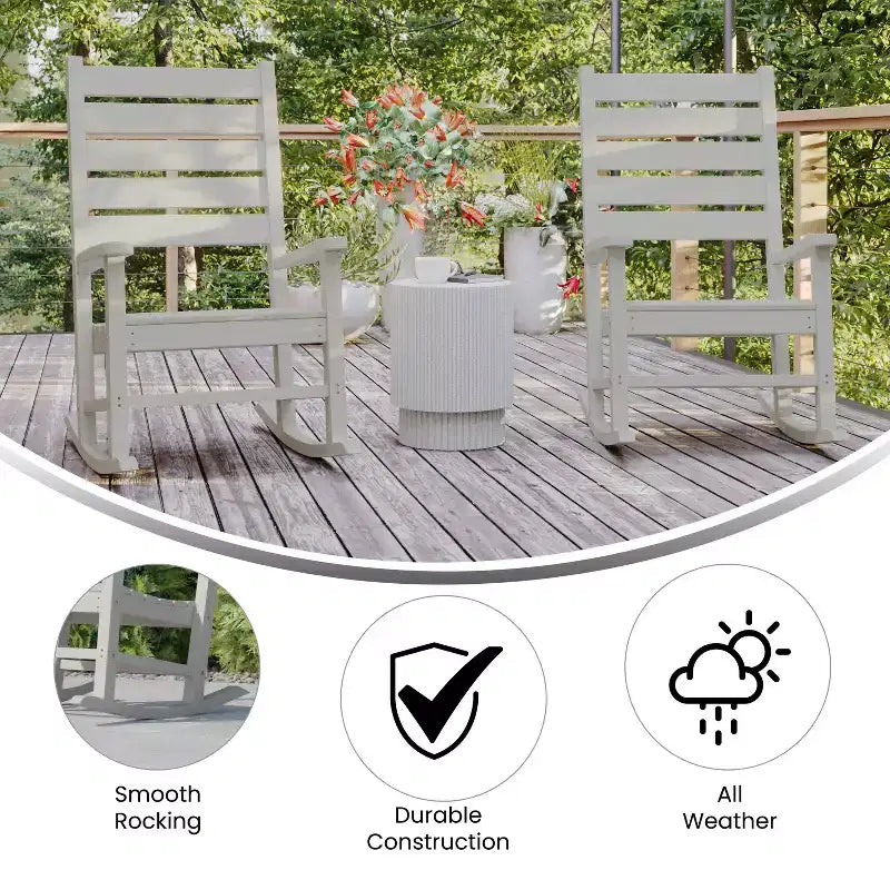 Emma et Oliver – Lot de 2 fauteuils à bascule contemporains en PEHD résistant aux intempéries pour l'intérieur et l'extérieur