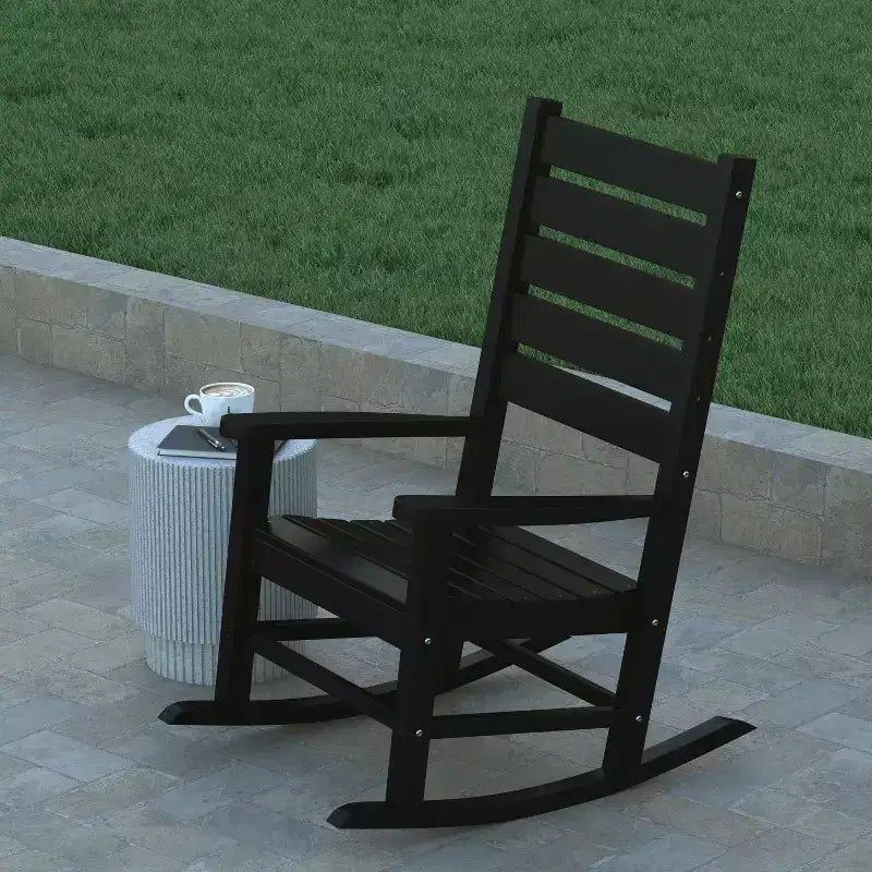 Emma et Oliver – Lot de 2 fauteuils à bascule contemporains en PEHD résistant aux intempéries pour l'intérieur et l'extérieur